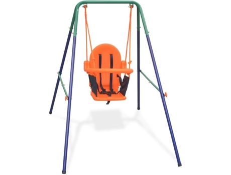 vidaXL Columpio de bebé con arnés de seguridad naranja