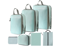 Bolsa de almacenamiento de compresión, juego de 7 piezas, bolsa de almacenamiento de viaje ligera, color verde Siurn