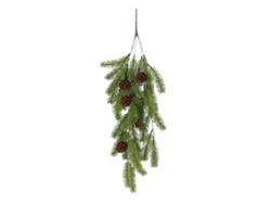 Adorno colgante artificial de enredadera navideña, blanco con piñas