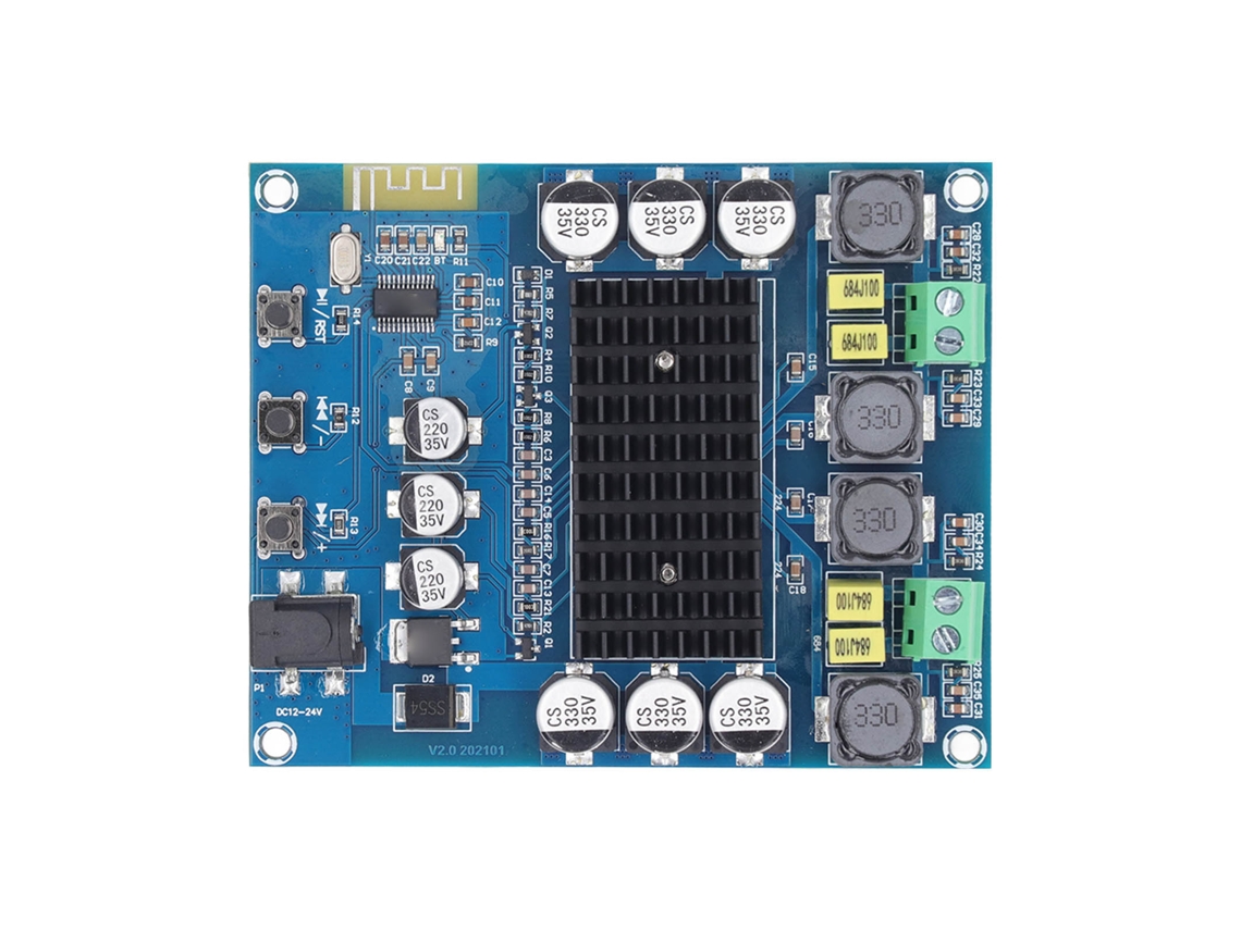 Placa Amplificadora De Potencia De Doble Canal De 120 W Con Módulo Bluetooth Para Altavoces De Coche.