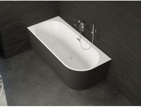 CAPRI 180 GAUCHE Noire, Bañera semi-exenta mural L. 180 x l. 81 cm, by SPALINA
