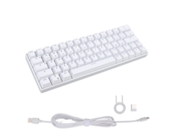 Teclado Mecânico 64 Teclas Sem Fio 2.4g Bt3.0 5.0 Type C Fio Design Ergonômico Switch Vermelho Branco