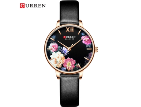Relojes de Mujer Relojes clásicos de Moda para Mujer Correa de Cuero Genuino Elegante Reloj Resistente al Agua para Mujer-Concha Rosa Negra LUUCOZK