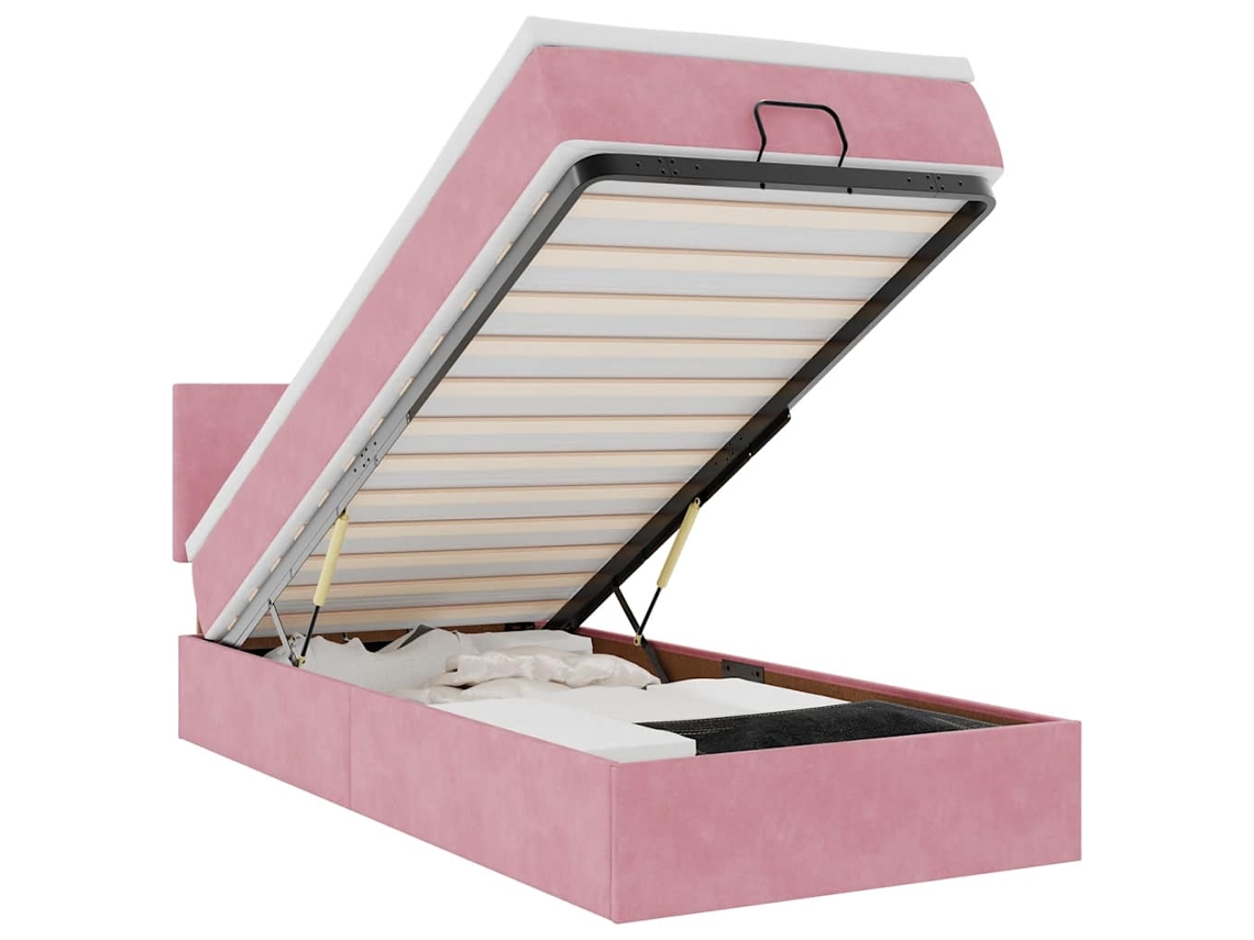 Maison Exclusive - Estructura Cama Otomana Con Colchón Terciopelo Rosa 90x190cm