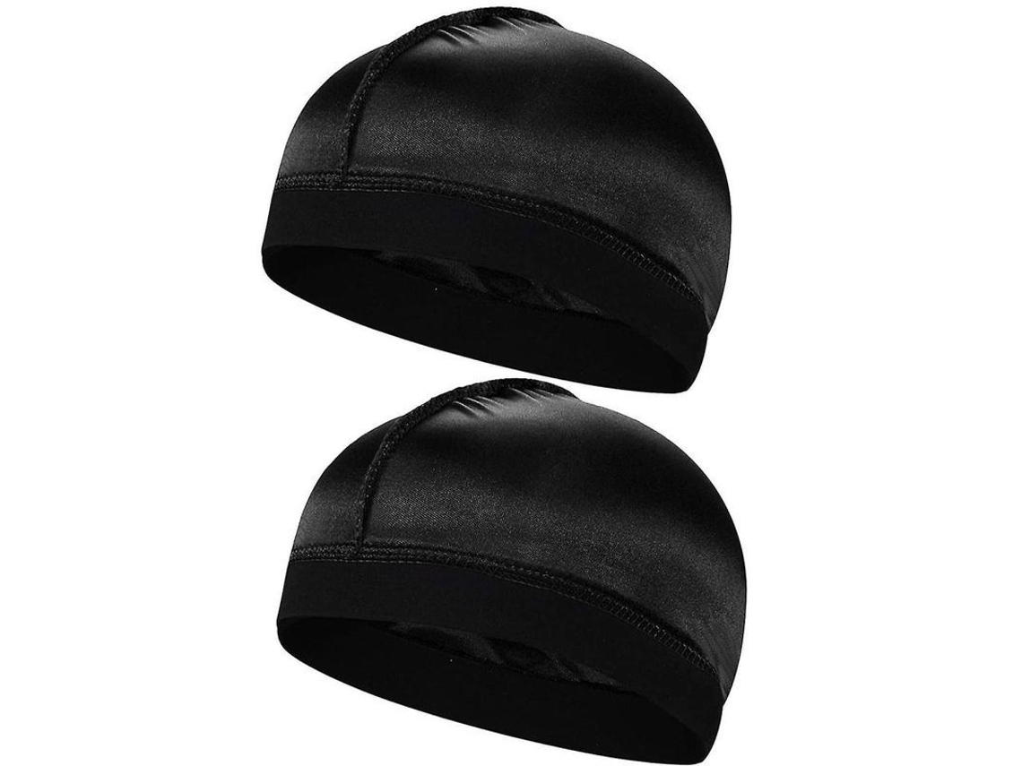 2pcs Gorros De Olas De Seda Con Compresión, Para Ondas 360 540 720, Para Hombres (negro)