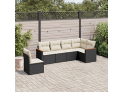 Conjunto de sofás de jardín de 6 piezas DKD Home Decor con cojines de mimbre negros