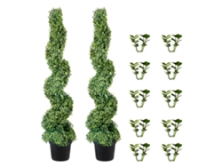 Planta espiral artificial decorativa con maceta, topiario realista y árbol ornamental en soporte resistente Tekmaquinas