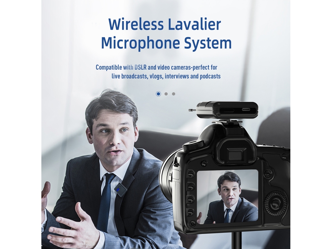 Sistema De Micrófono De Solapa Inalámbrico Con 2 Transmisores Y 1 Receptor Para Dslr, Teléfono Móvil, Pc, Transmisión En Vivo Y Videoblogs.