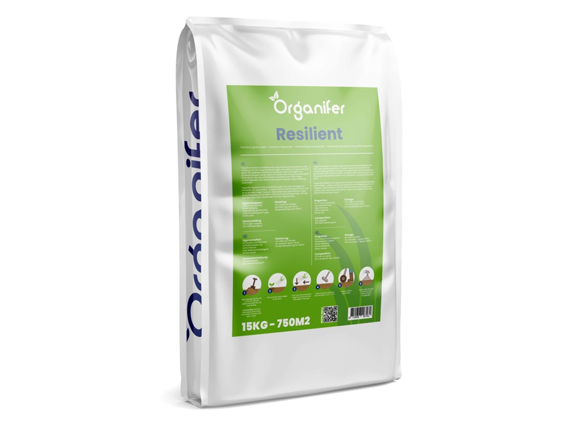 Semilla de Césped para Deporte y Recreo (15 kg para 750 m²) - ORGANIFER