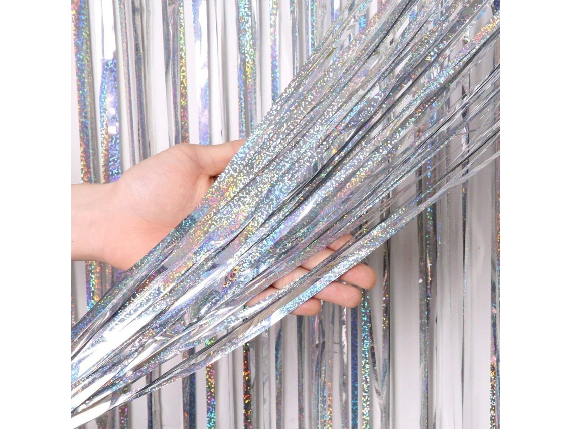 KOFIHETY Cortinas Com Franjas De Alumínio Fáceis De Usar, Serpentinas De Enfeites De Natal Com Glitter Prateado Para Decorações De Festa Sem Esforço