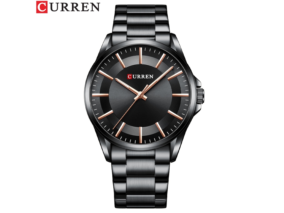 Reloj De Cuarzo Resistente Al Agua (negro), Estilo Sencillo, Correa De Acero.