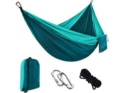Hamaca Individual Chrui Con Cuerda De 2 M Y Mosquetón, 270 X 140 Cm (azul Pavo Real, Verde Pavo Real)