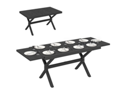 Mesa Extensible De 154-214 Cm, 8-10 Plazas, Aluminio, Acero, Imitación Madera.