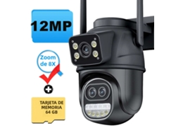 Cámara de seguridad exterior Mdug de 12 MP, 6K, 64 GB de memoria, Wi-Fi, pantalla dual, lente con zoom de 8 megapíxeles