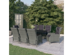 9 Pcs Conjunto De Jantar Para Jardim Cinzento Claro Dkd Home Decor
