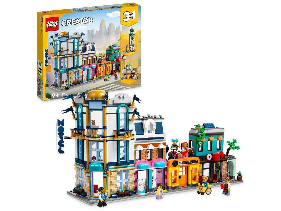 LEGO Creator: Rua Principal – Brinquedo de construção com uma cidade, edifício de estilo Art déco e uma rua do mercado (1459 peças)