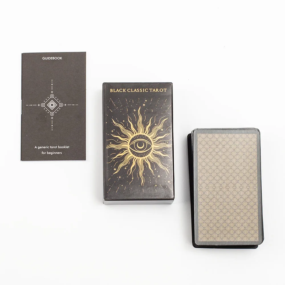 Juego De Tarot Clásico Negro De 78 Cartas, Con Guía.