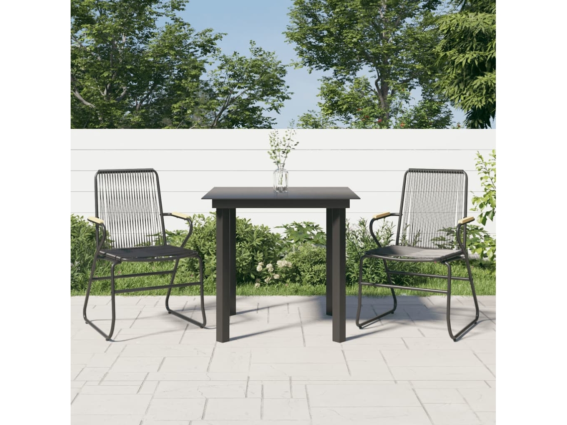 Piezas Conjunto De Jantar Para Jardim Vime Pvc Preto Dkd Home Decor