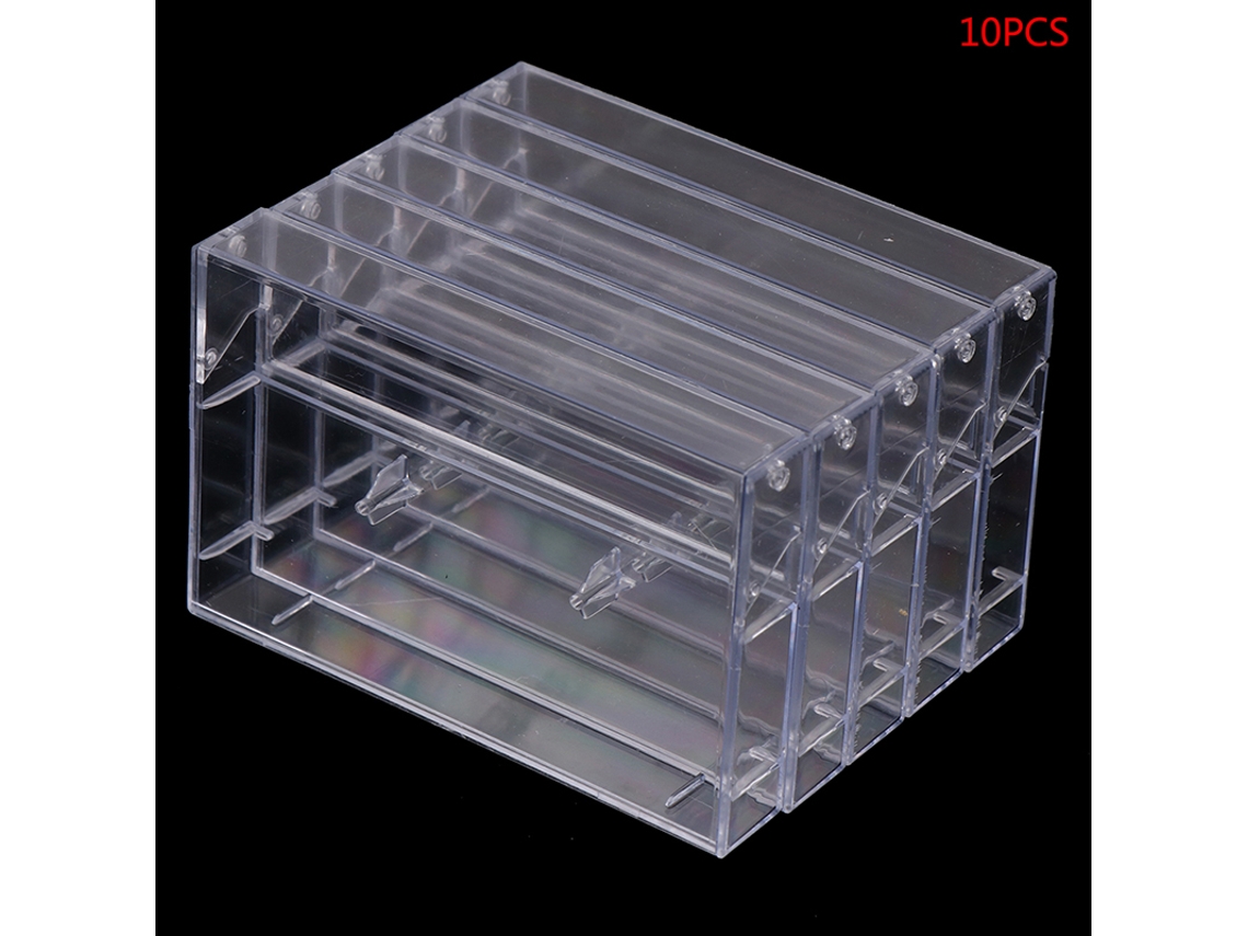 10 estuches vacíos para cintas de casete grabables y caja de almacenamiento transparente