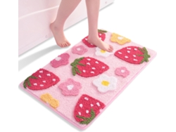 Tapete Rosa Com Estampa De Morangos - Anti-deslizante E Lavável Com Água - Cores Vibrantes - Fibra Ultrafina - Resistente À Água - Cm