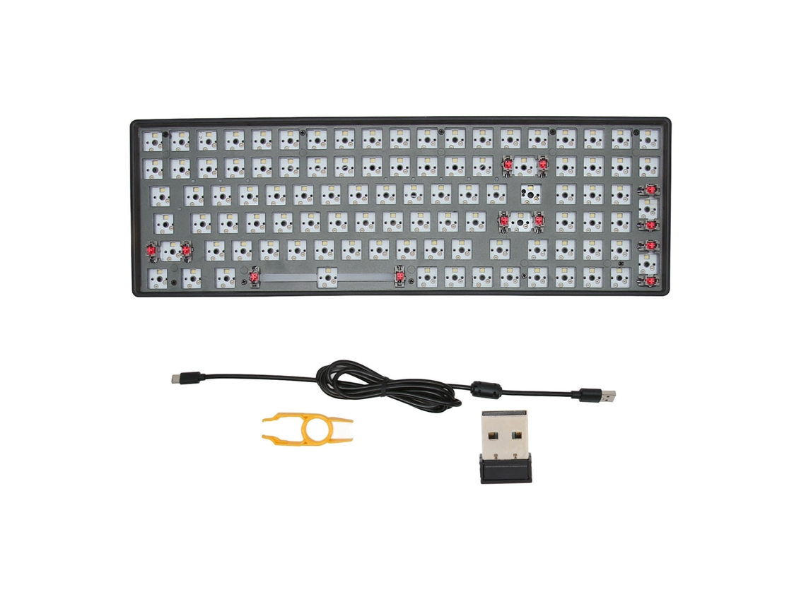 Kit De Teclado Mecánico Para Armar, 100 Teclas, Intercambiables En Caliente, Diseño De Interruptores De 5 Pines, 96 % Inalámbrico, Cable Negro.