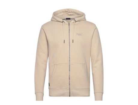 Sudadera con Capucha de Hombre SUPERDRY Cremallera Logotipo Essential Beige (S)