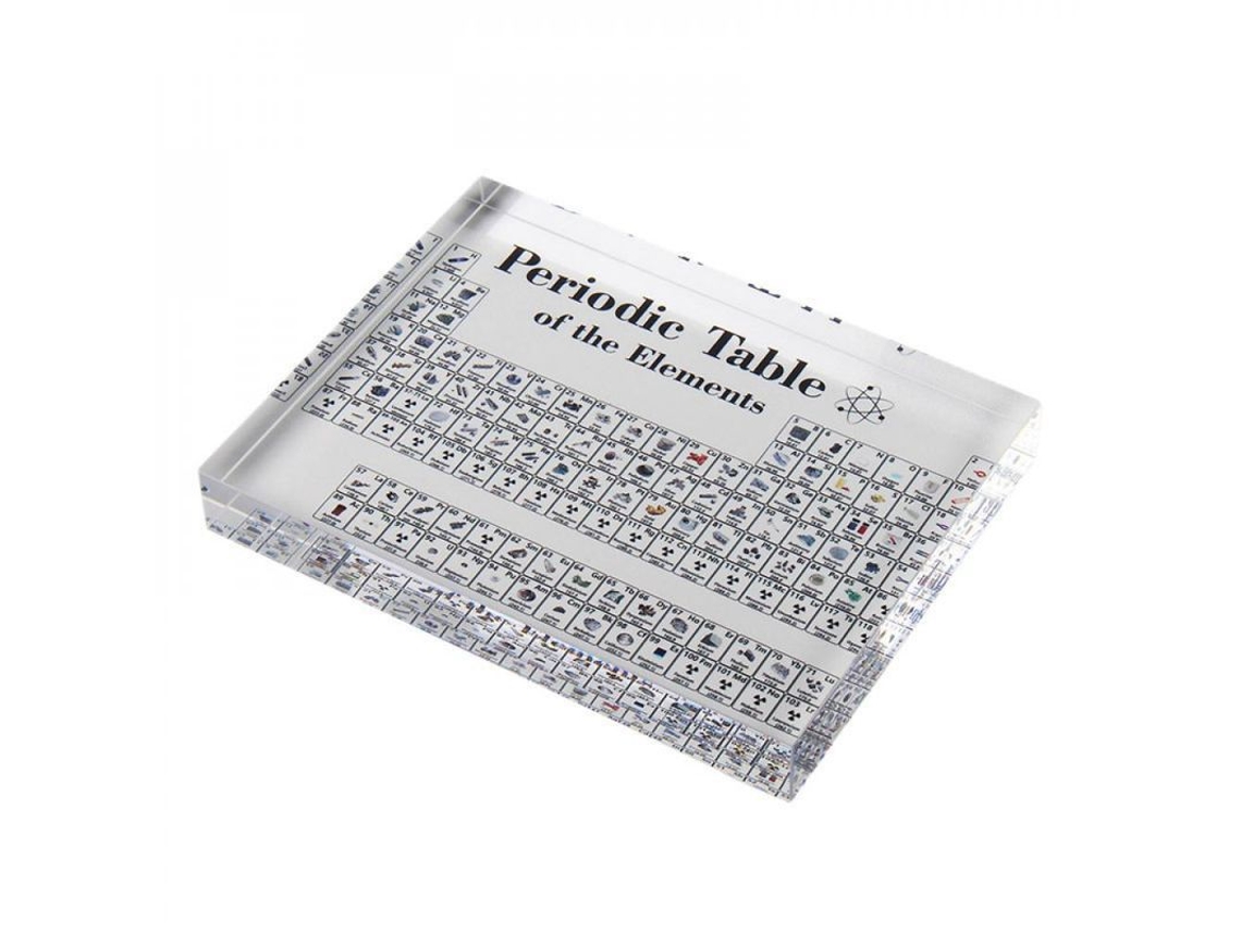 Tabla periódica de los elementos reales en acrílico, ideal como regalo de escritorio para niños, material escolar y de ciencias.