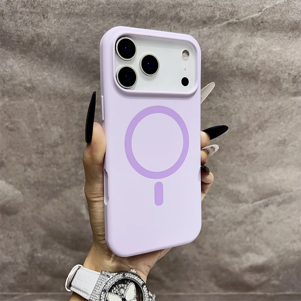 (iphone 12 Pro Max, Morado Claro) Funda Protectora Magnética Magsafe Para Iphone, Fabricada En Silicona.