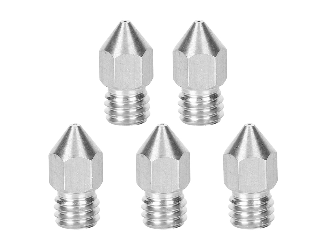 5 Boquillas Extrusoras De Acero Inoxidable Para Cabezal De Impresión 3d De 1,75/0,5 Mm