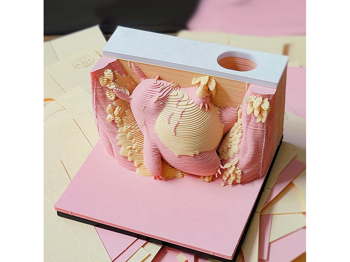 Bloc de notas 3D Eifson, 170 notas, escultura de papel hecha a mano (rosa)