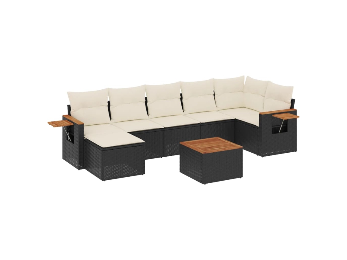 Maison Exclusive - Set De Sofás De Jardín 8 Piezas Y Cojines Ratán Sintético Negro