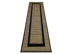 Alfombra, Alfombra de Pasillo Gloss Moderno 6776 86 Elegante, Marco, Griego Negro/Oro (70 x 250 cm)