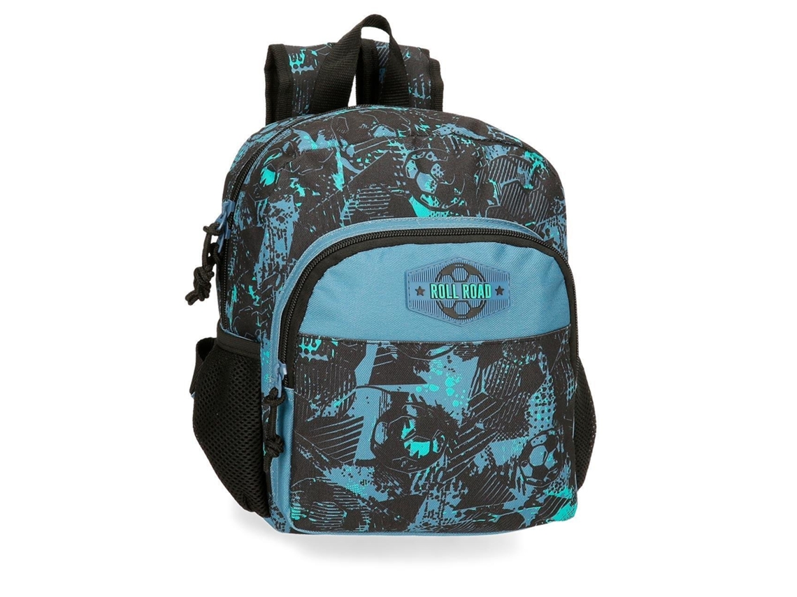Mochila escolar de fútbol de poliéster azul Roll Road