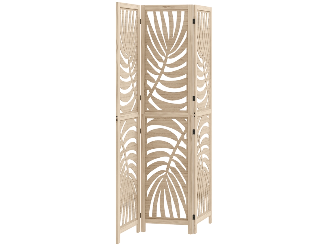 Biombo De 3 Paneles Con Diseño De Hojas De Palmera Tropical, 120x170cm, Decorativo.