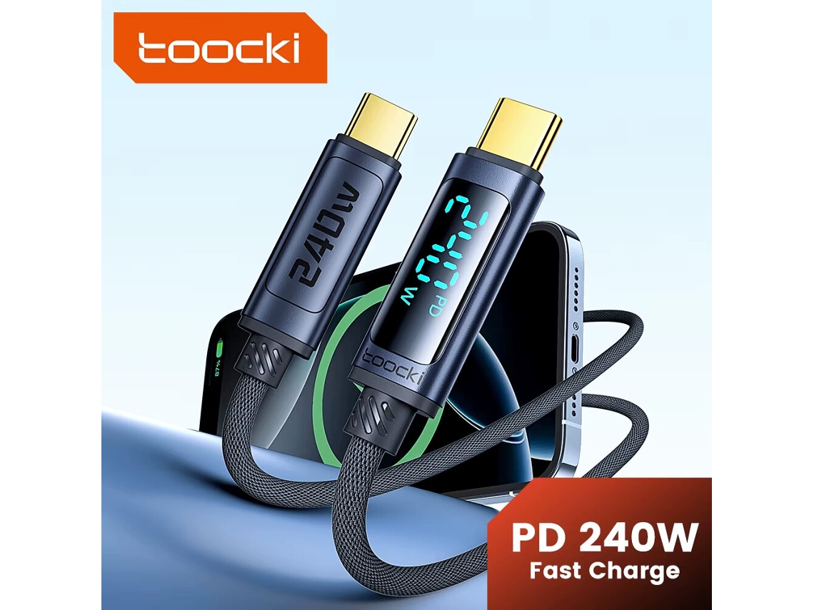 Cable De Pantalla Digital Toocki Tq-x57c4 Pd240w Usb-c A Usb-c Pd3.1 Qc4.0, Transmisión De Datos, 1 M/2 M De Largo