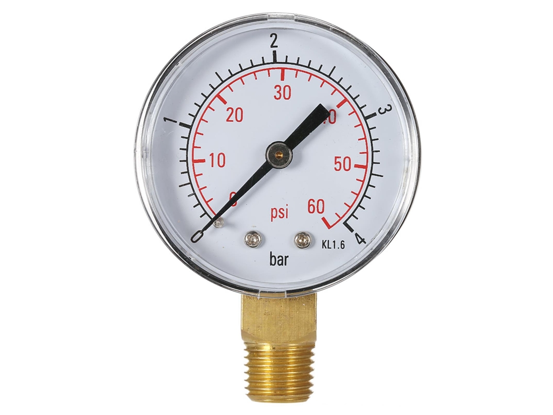 Manómetro De Presión De Agua Para Filtro De Piscina De 50 Mm Con Rosca Npt De 1/4", Relleno De Glicerina.