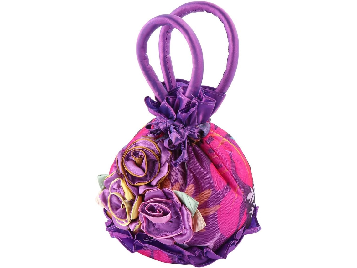 Bolsa De Noite Feminina Delicada Em Tecido Com Formato De Flor, Ideal Para Guardar Pequenos Objetos.