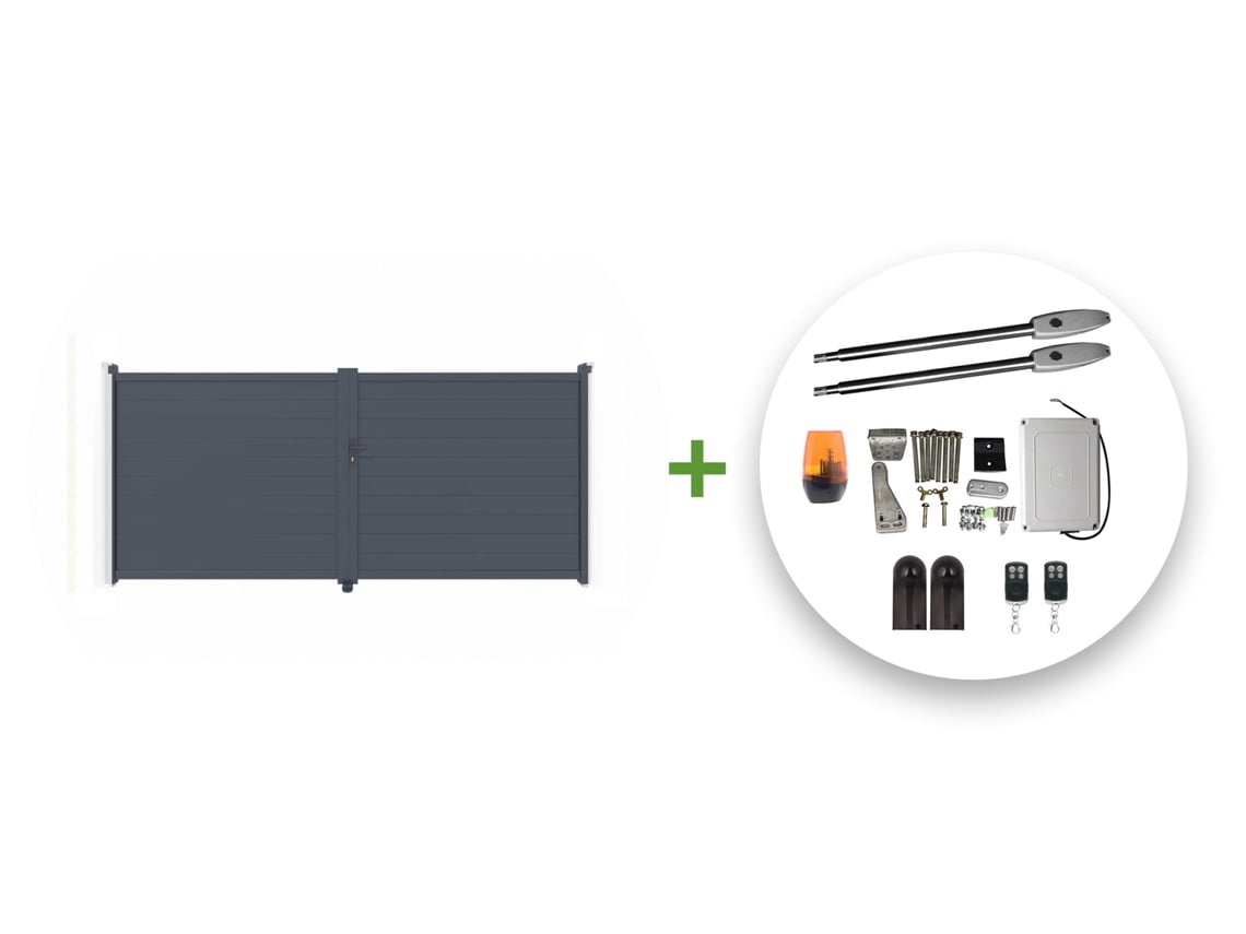 Pack puerta batiente automática EIGER 3m H.160cm + motor tanker b250