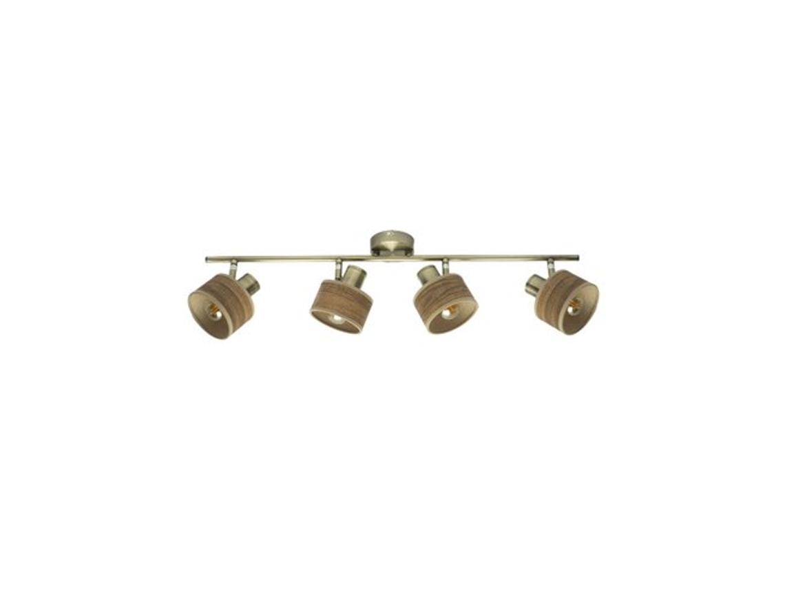 Regleta Nando 4x14 Focos Ajustables Cuero/Madera Oscura 16x73x10 Cm Fabrilamp