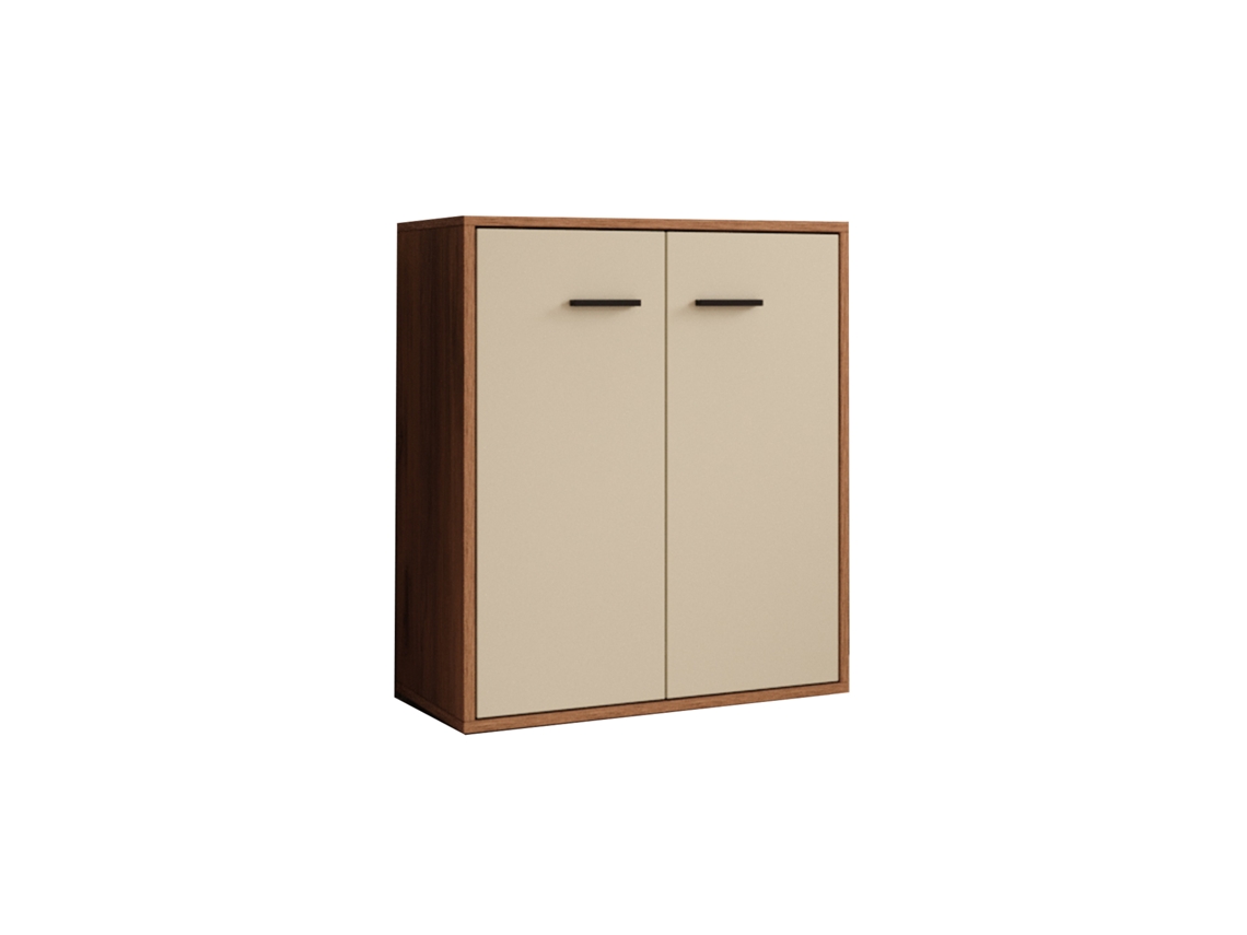 Aparador pequeño Lander L2 en color nogal, ámbar y beige, 71 cm, Beautiful Furniture