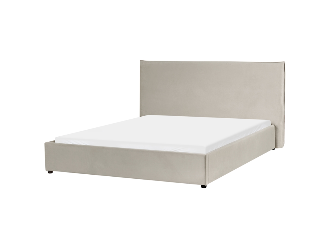 Cama Água Lavaur Beliani Terciopelo Beige (160x200)