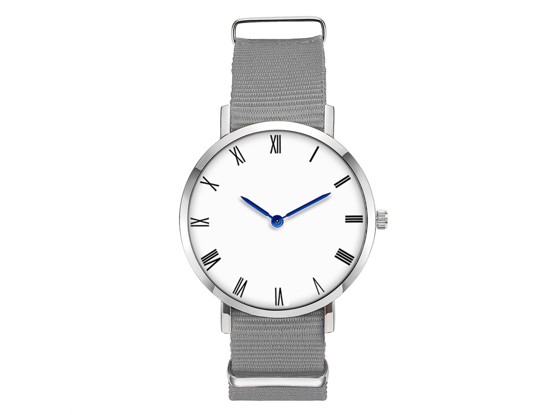 Reloj De Moda Para Hombre Zhoulianfa, Correa De Nailon, Esfera Redonda, Cuarzo, Gris.