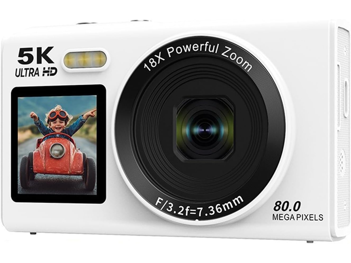 Cámara Digital 5k, Cámara De Vlogging Uhd De 80 Mp Con Pantalla Dual Mejorada, Cámara Para Selfies Con Zoom De 18x Y Enfoque Automático (bla