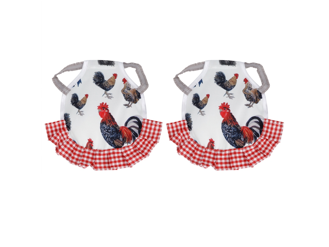 2 Piezas De Delantal Protector Para Plumas De Pollos, Alas De Tela Elástica, Color Blanco Y Rojo, Para Aves De Compañía.