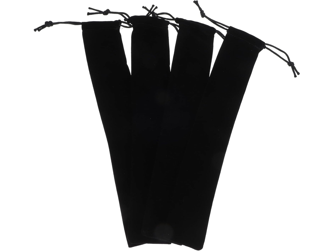 Juego 4 Fundas Plegables Terciopelo Negro Abanicos Resistentes Desgaste Ideales Festivales Fiestas Estilo