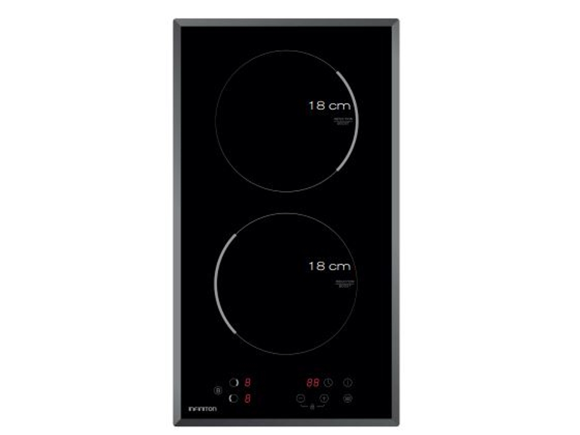 Placa de Inducción IND-230N. 2 Zonas Ancho 30 cm Modo Boost Control Táctil INFINITON