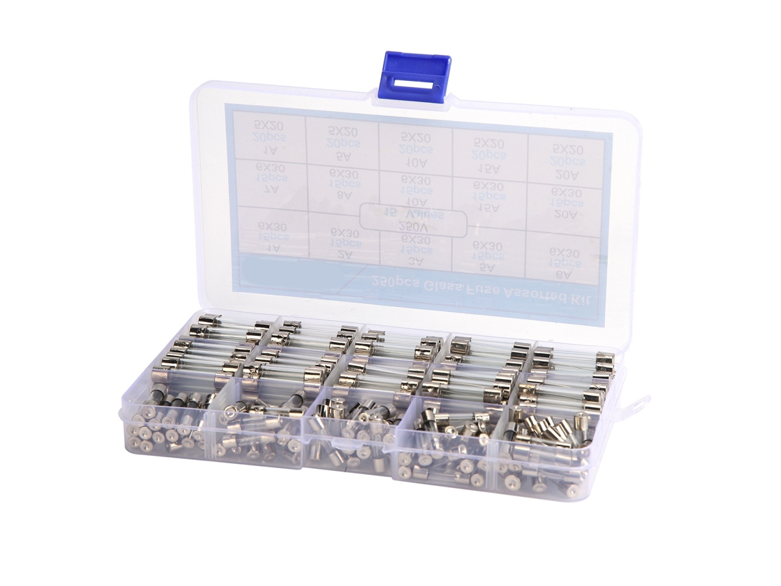 Kit con 250 fusibles de vidrio 5x20/6x30mm 1 20a 250v con retardo de tiempo. Sin marca.