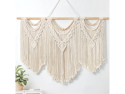 Tapiz macramé boho, hoja tejida en cuerda de algodón para dormitorio y salón Kofihety