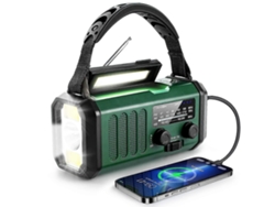 Radio solar GOKOCO con dinamo, cargador de teléfono móvil y funciones de supervivencia.
