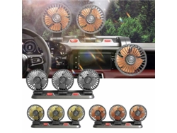 Ventilador de coche pequeño, portátil, de tres cabezales, 5 V/12 V, 2 velocidades, con placa de estacionamiento para camión